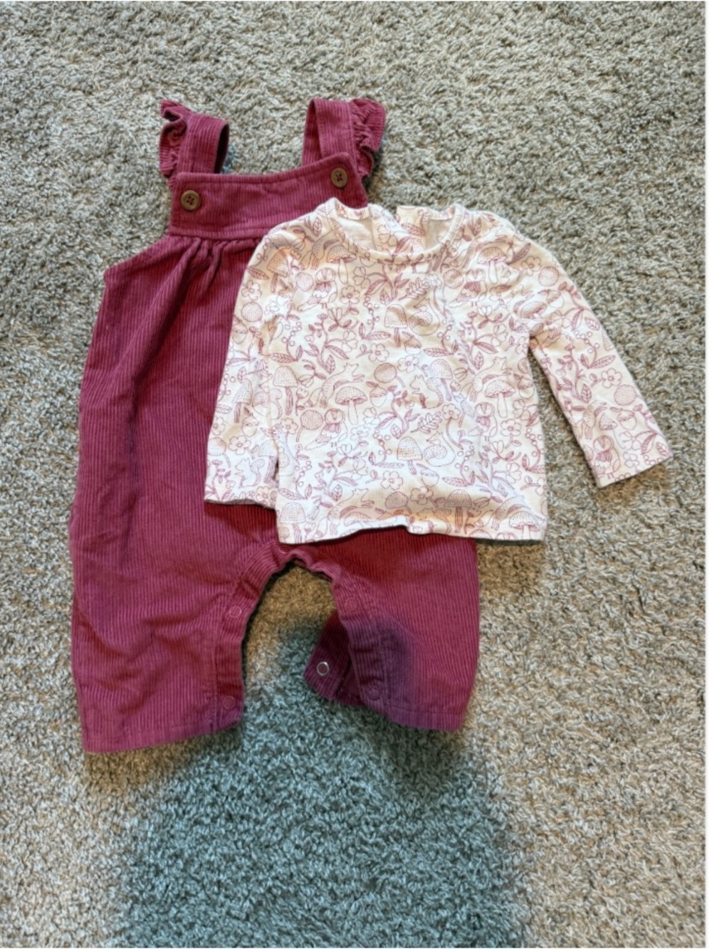 Primark White Baby Bodysuit with Mauve Floral Print